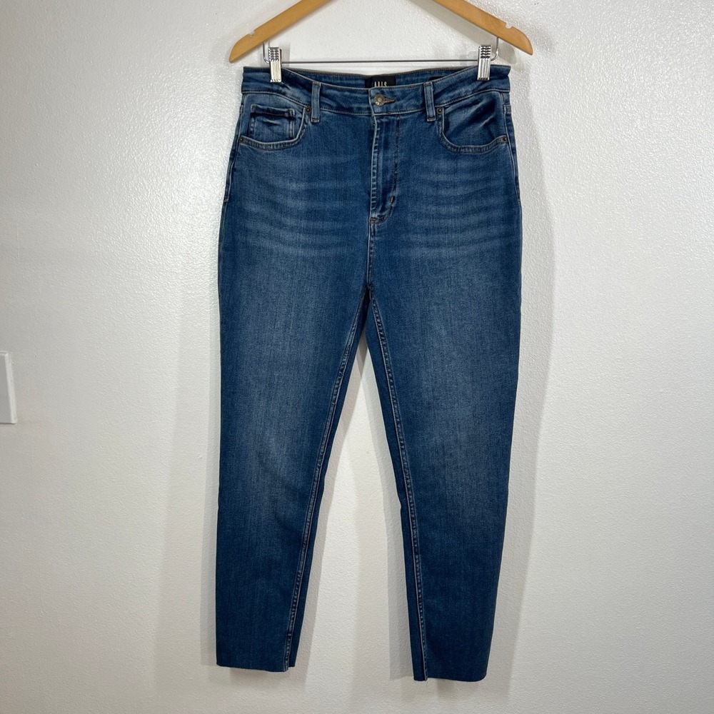 Rails The‎ Larchmont High Rise Skinny Jeans Women 31 Blue Stretch Denim Raw Hem